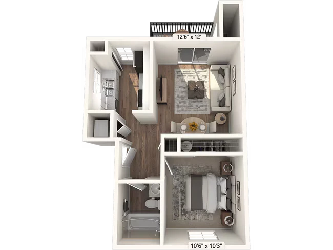 1 BED 1 BATH A E103 floor plan